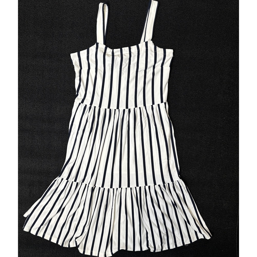 Loft ‎ Striped Size 6 Sun Dress Black /white